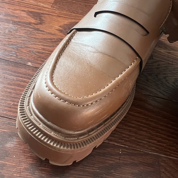 American Eagle Medium Brown Faux Leather Chucky Lug Sole Penny Loafers Size 9 - Picture 15 of 16